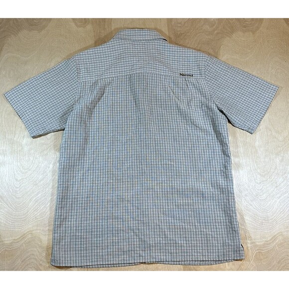 Marmot Mens Medium Multicolor Hiking Shirt Tan With Brown Black Plaid - Picture 2 of 12